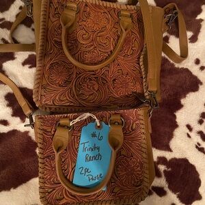 Trinity Tan Embossed Crossbody Bag Set